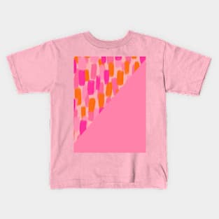 Pink and Orange Brush Stroke Colour Block Kids T-Shirt